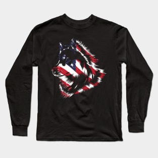 American Flag Siberian Husky- Present for Americano From america Long Sleeve T-Shirt